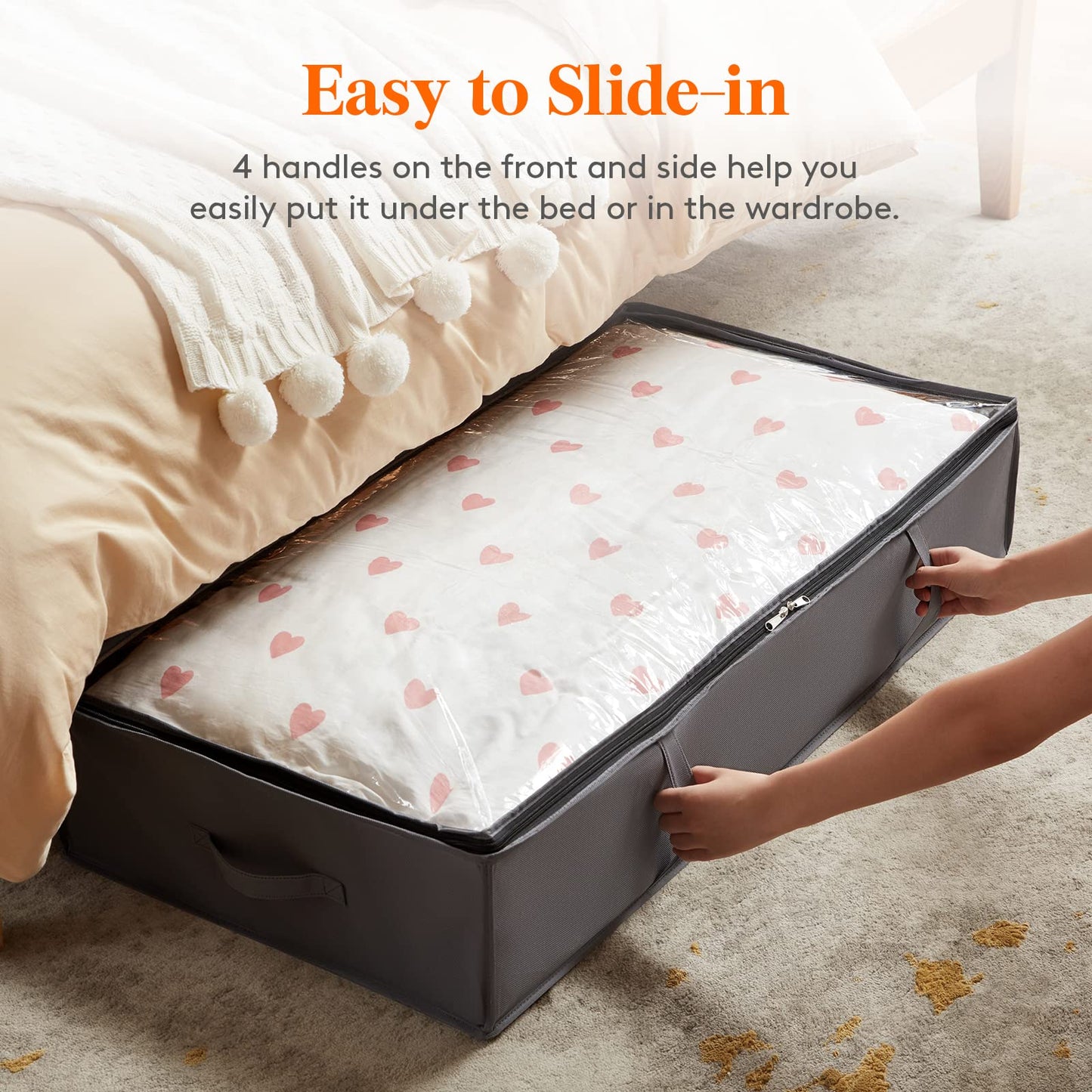 Lifewit 3 Pack 95L Under Bed Storage, Underbed Storage Boxes with lid Clothes Storage Bag Wardrobe Storage Organiser with Reinforced Handle