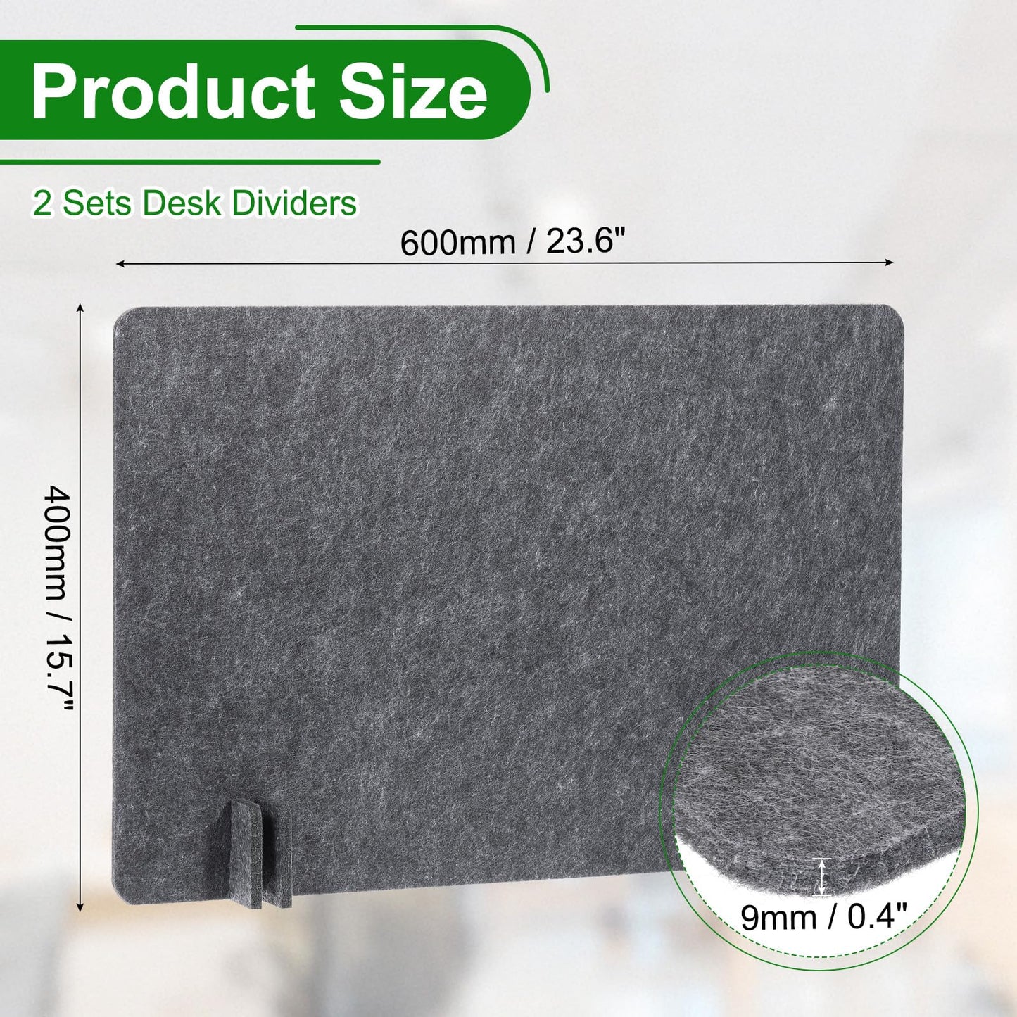 PATIKIL Desk Divider, 2 Set 24 x 16 Inch Acoustic Freestanding Desk Divider Desk Privacy Panel with 8 Pcs Support Feet for Library Office Workstation