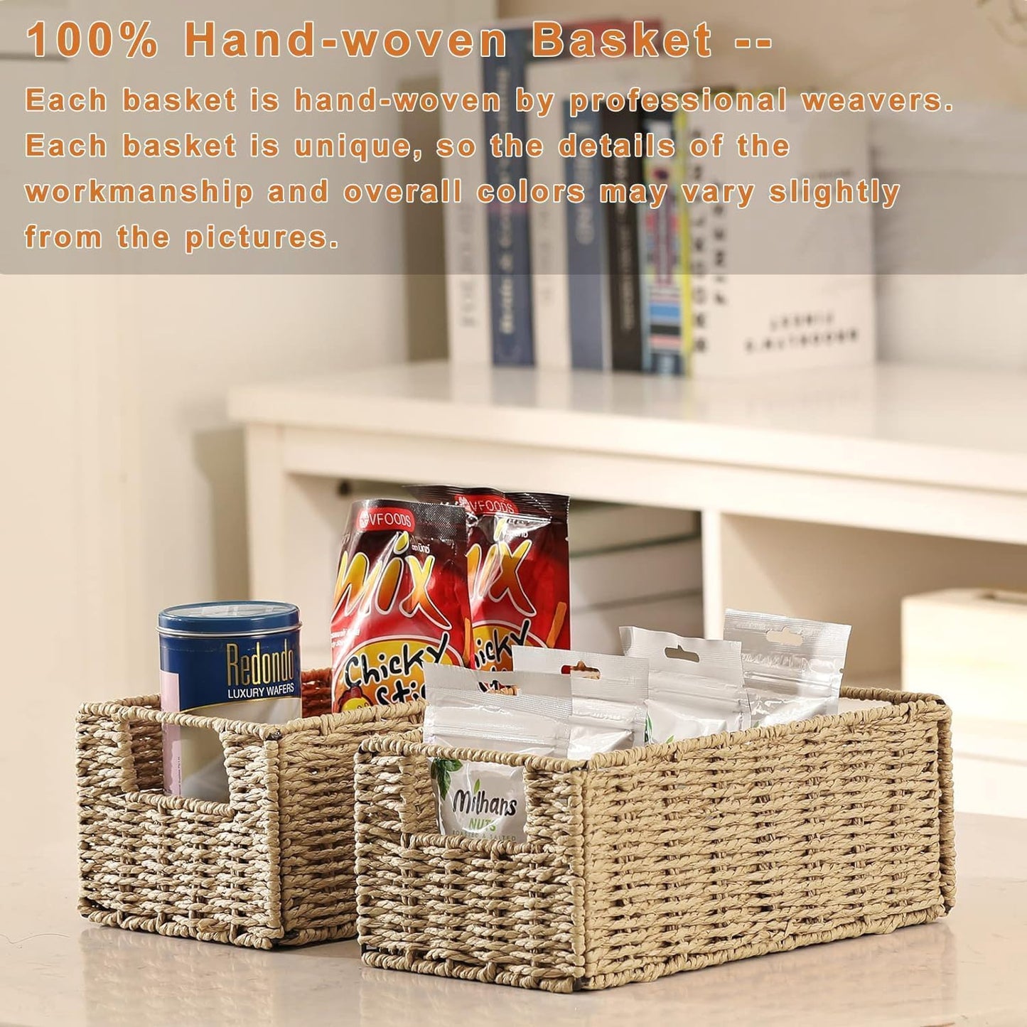 Aluusy 2-Pack Foldable Storage Baskets,31x15x12cm,Khaki