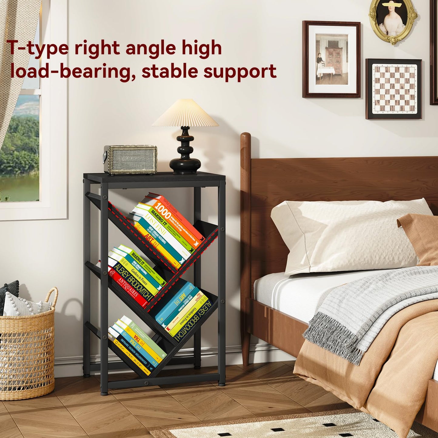 IBUYKE 5 Tier Tree Bookshelf,Small Desktop Bookshelf,Black TBC003B
