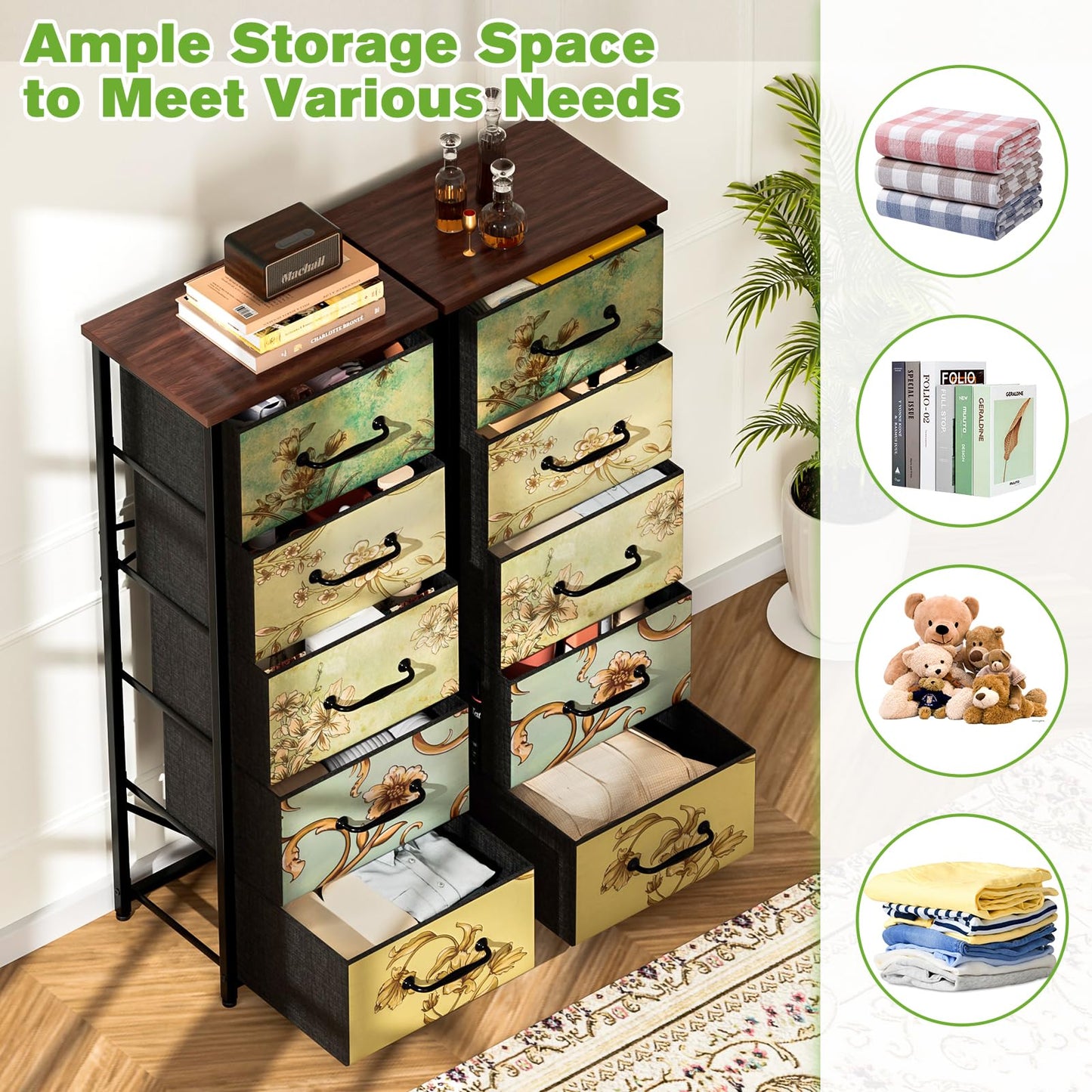 LNZHAO 5 Drawer Tall Chest of Drawers Bedroom