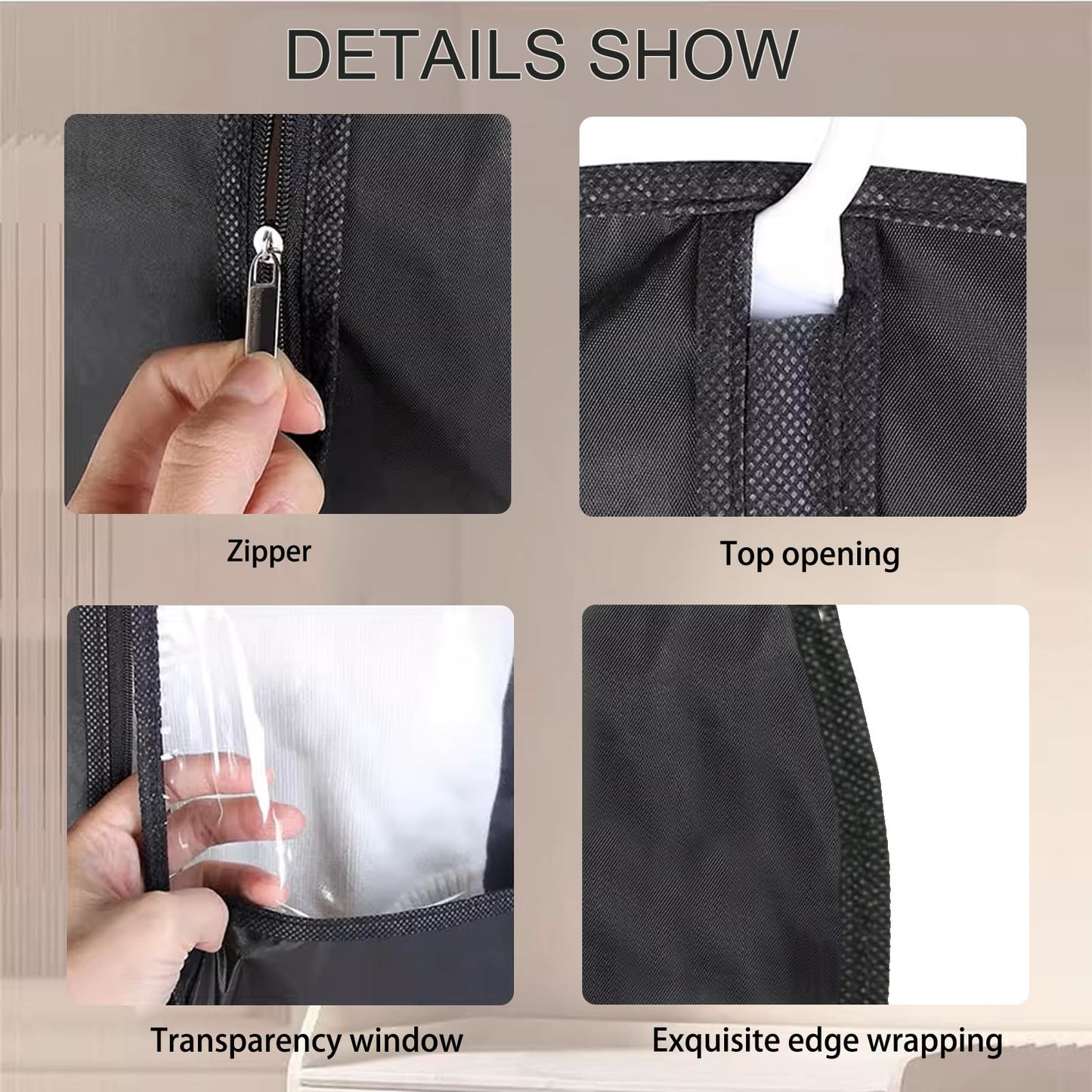 YMWALK 2-Pack Breathable Garment Bags, Long Suit Covers, Dustproof and Waterproof Storage with Zipper, Ideal for Suit, Coat, and Dress Protection