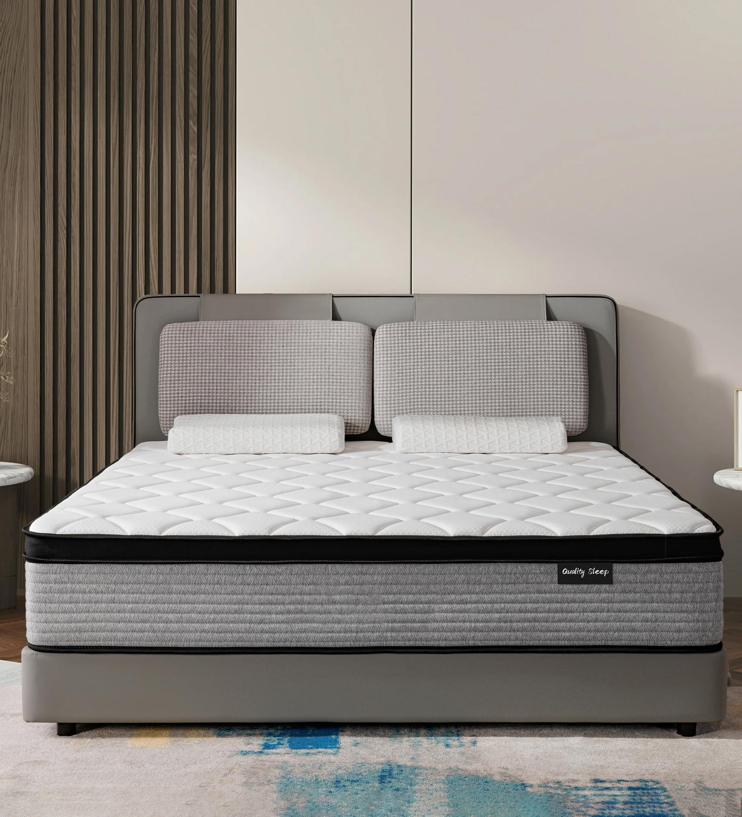 OGIAWA King Size Mattress 5FT, 10 Inch Gel Memory Foam 7 Zone Orthopedic King Mattress Pocket Sprungs Hybrid - Medium Firm