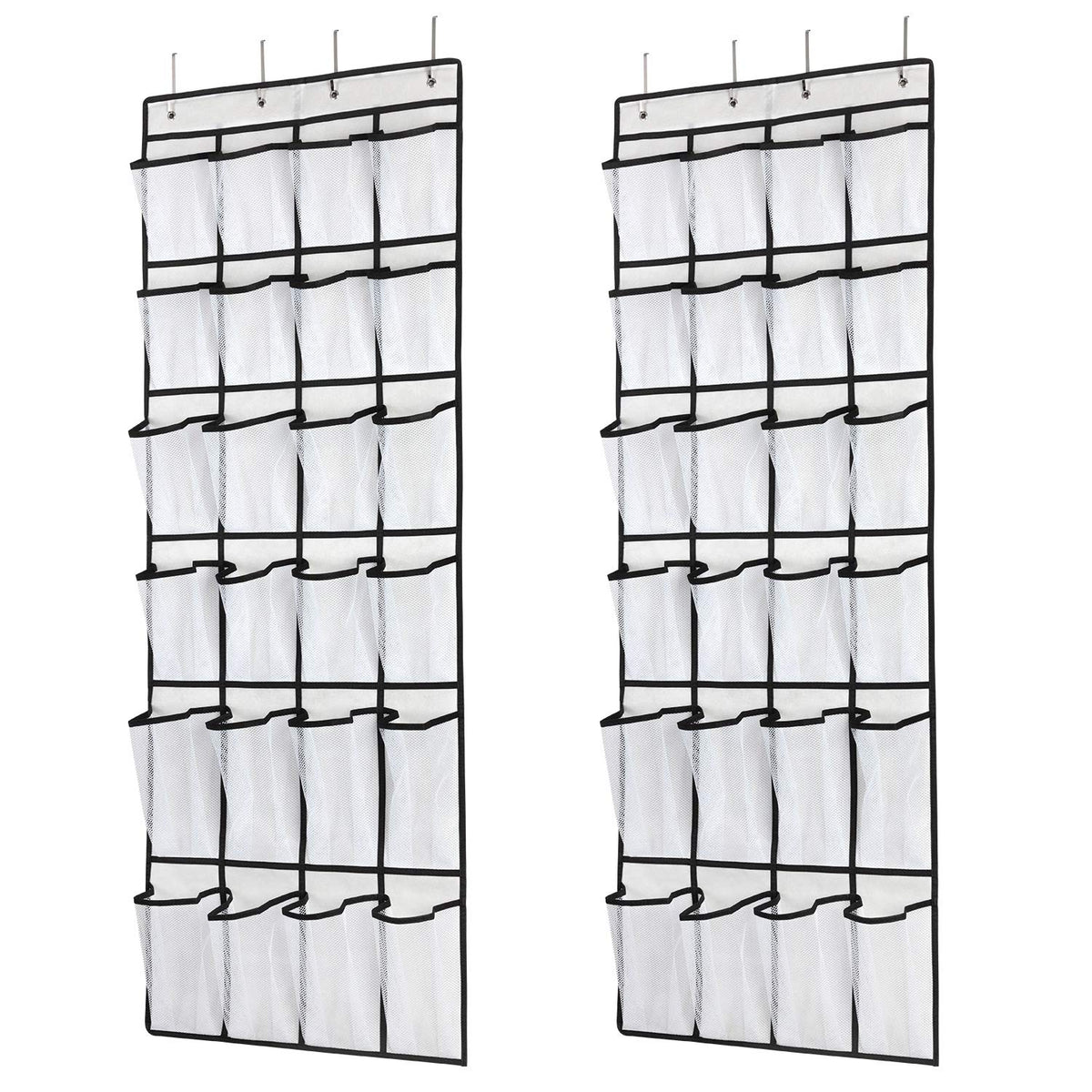 SAVERHO Hanging Shoe Organizer, Over The Door Shoe Organizer with 24 Mesh Large Pockets Door Shoe Rack for Men Women Kids Hanging Door Shoe Holder