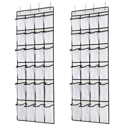SAVERHO Hanging Shoe Organizer, Over The Door Shoe Organizer with 24 Mesh Large Pockets Door Shoe Rack for Men Women Kids Hanging Door Shoe Holder