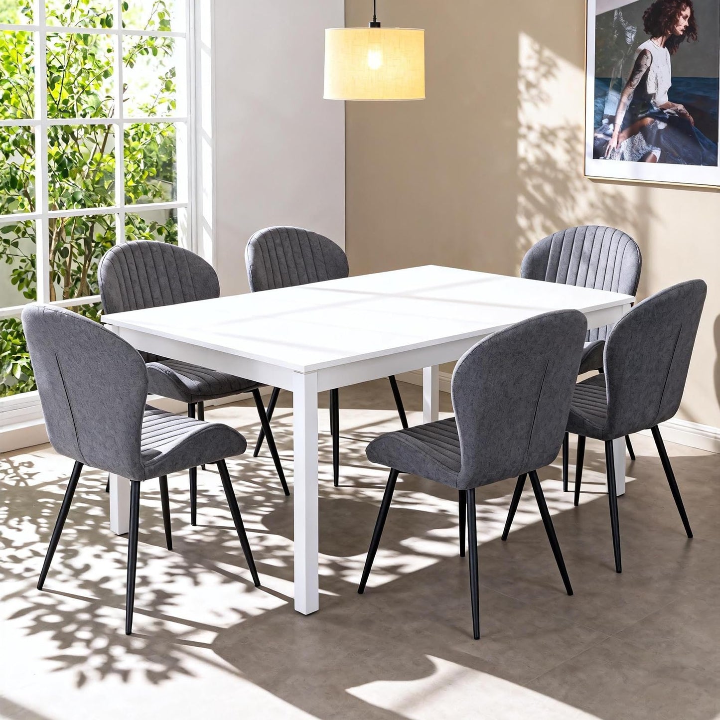 Dining Chairs, Dining Chairs Set of 2, Upholstered High Back Soft Padded Seat Side Dining Chairs for Living Room and Dining Room, Grey