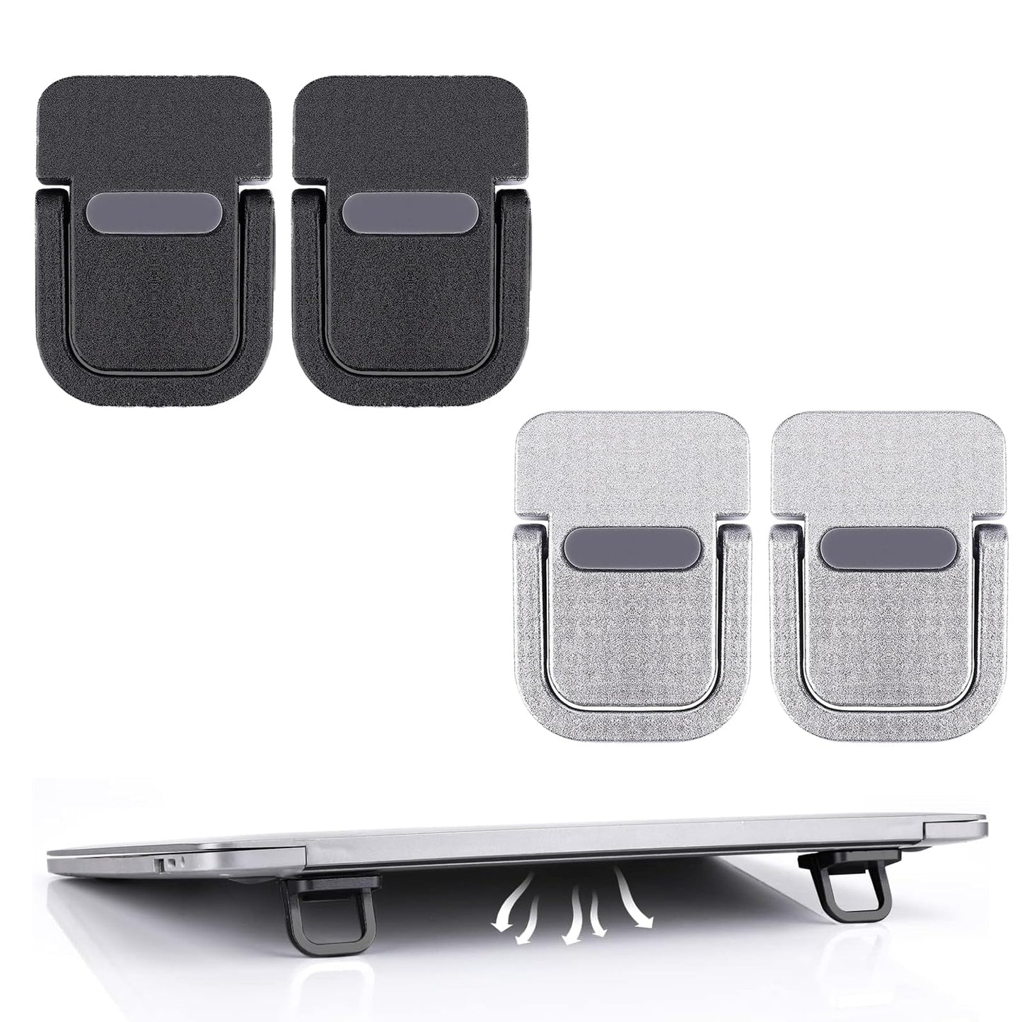 GIEEU 4 PCS Portable Keyboard Riser,Self-Adhesive Laptop Riser Stand,Mini Invisible Laptop Stand,Computer MacBook Zinc Alloy Stand for Desk