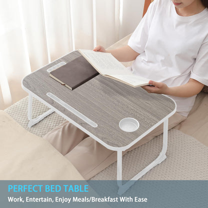 Laptop Bed Desk, Lap Desk Breakfast Tray Table for Eating, Reading, Writing, Laptop Stand for Bed, Sofa, Home and Office Grey