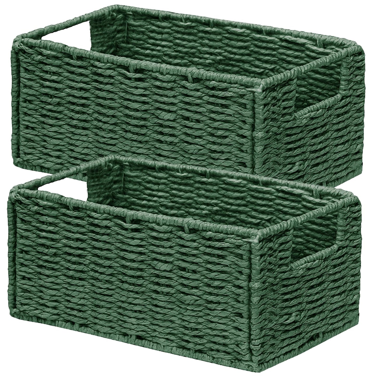 Vagusicc Wicker Storage Baskets Set of 2, Handwoven Storage Baskets for Shelves, Collapsible Storage Box Organiser Shelf Hamper Gift Basket for