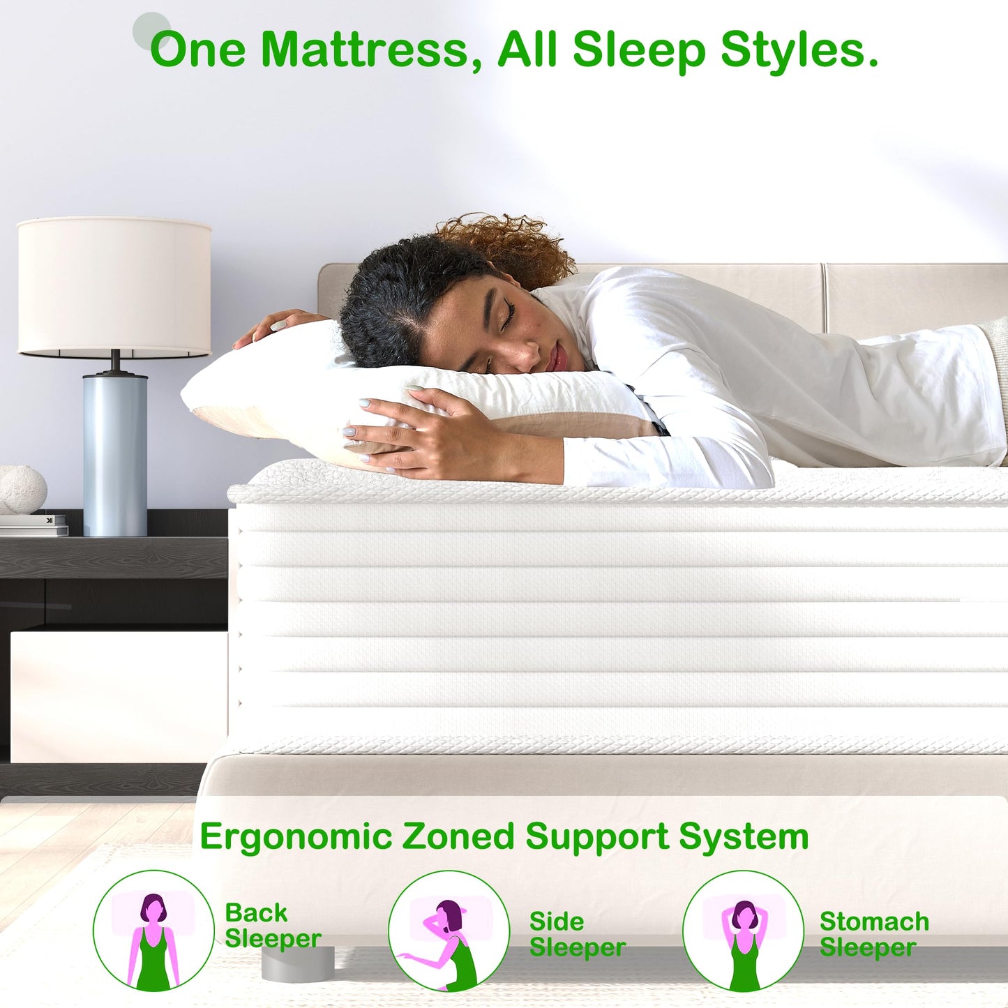 Bednew European Single Size Mattress, 12 inch Medium-Firm Hybrid Mattress with Memory Foam & Pocket Springs