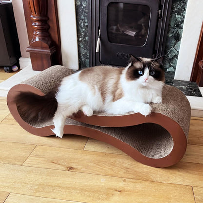 Large Cat Scratching Pad 67 x 24 x 22 CM, Cat Scratching Lounge Furniture with Catnip Cardboard Scratcher For Small Medium or Large Cats