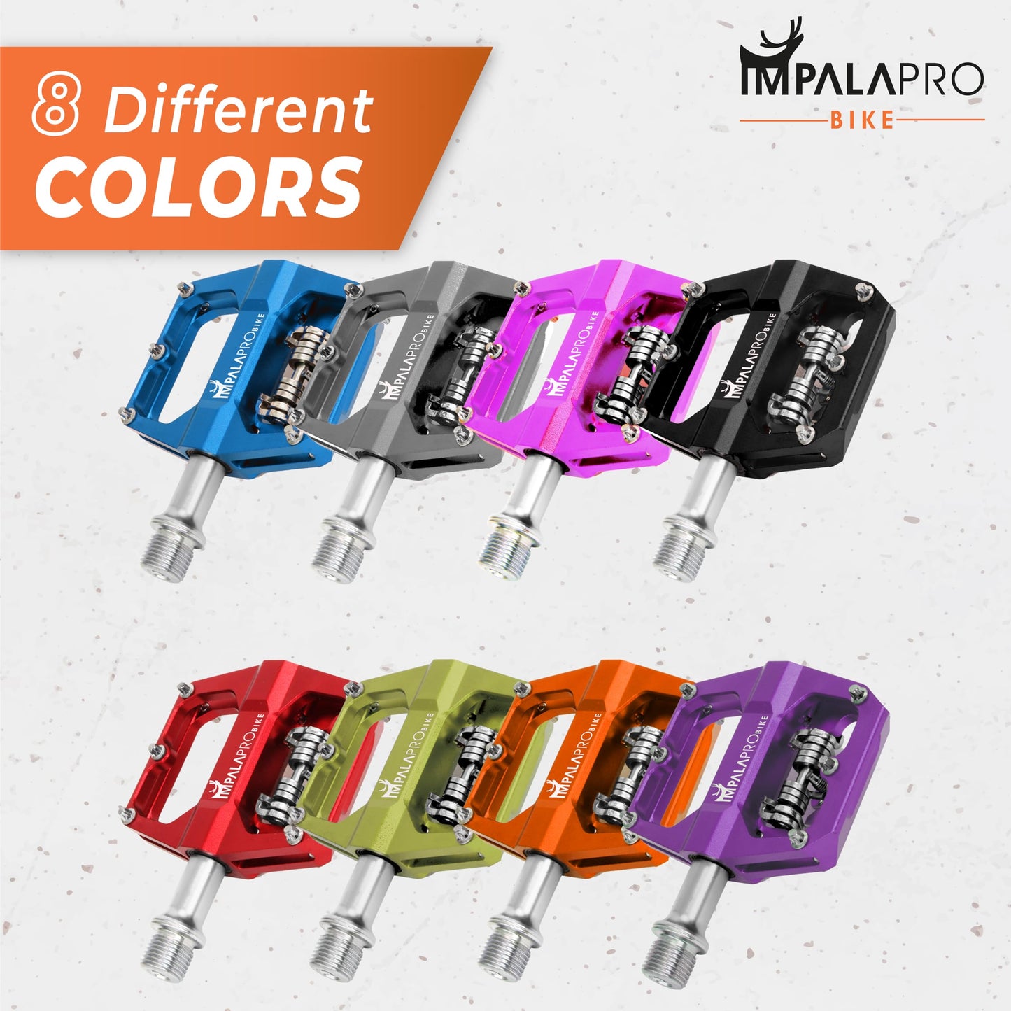 IMPALAPRO - Dual Function Bicycle Pedals: Flat and SPD Clipless, 9/16'' Compatible, MTB (Red)
