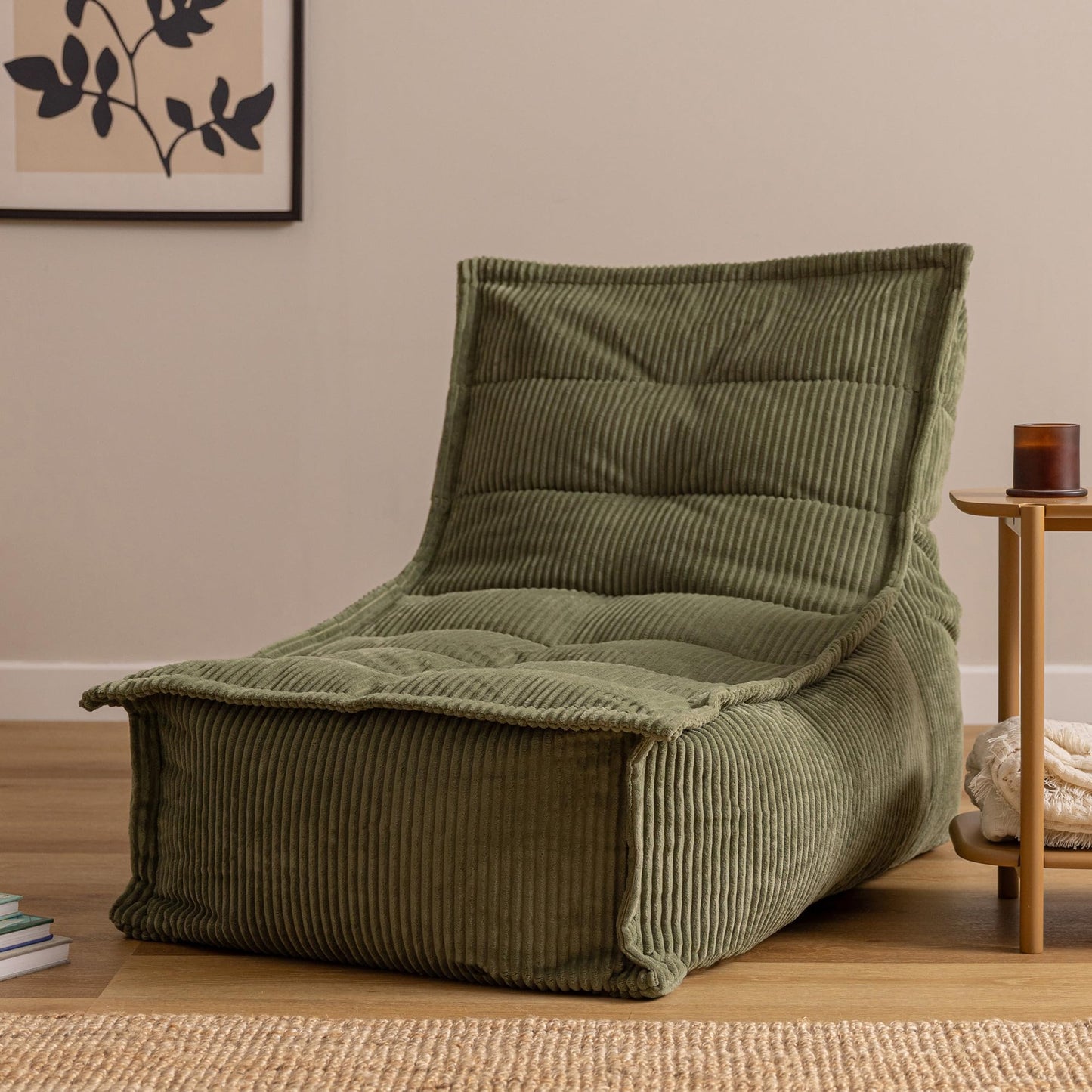 icon Dolce Cord Bean Bag Lounger with Filling Included, Green