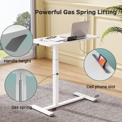 Gibbon Mounts Mobile Standing Desk, 80x40cm Overbed Bedside Table on Wheels