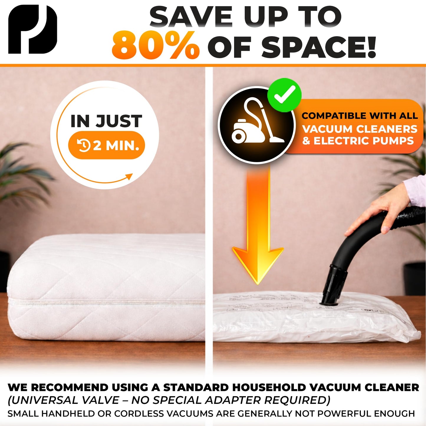 PACKDUDE Mattress Vacuum Bag for Single Size up to 200×100cm (79”×39”) (Bag Size: 240×130cm / 94.5”×51.2”) | Mattress Vacuum Storage Bags for Foam