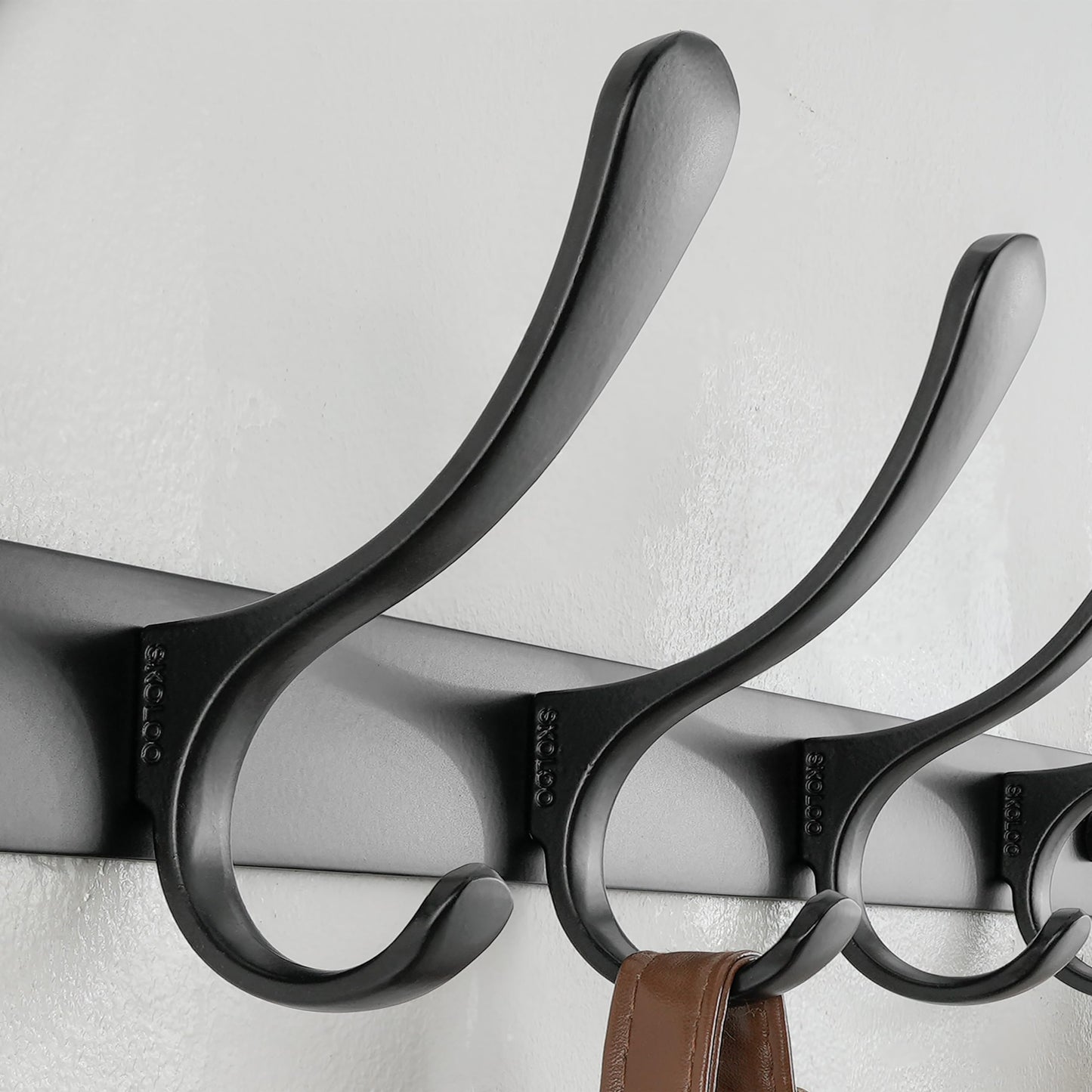 SKOLOO Coat Rack Wall Mounted - 6 Hooks, Heavy Duty, Stainless Steel, Metal Wall Coat Hanger, Sturdy Wall Hooks for Hanging Coat, Jacket, Clothes
