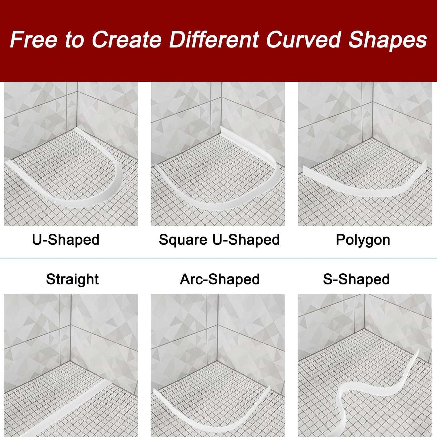 sourcing map Collapsible Shower Barrier, 98 Inch Silicone Water Splash Guard Strip 0.6 Inch W 0.4 Inch H Self Adhesive Water Stopper Barrier Dry and