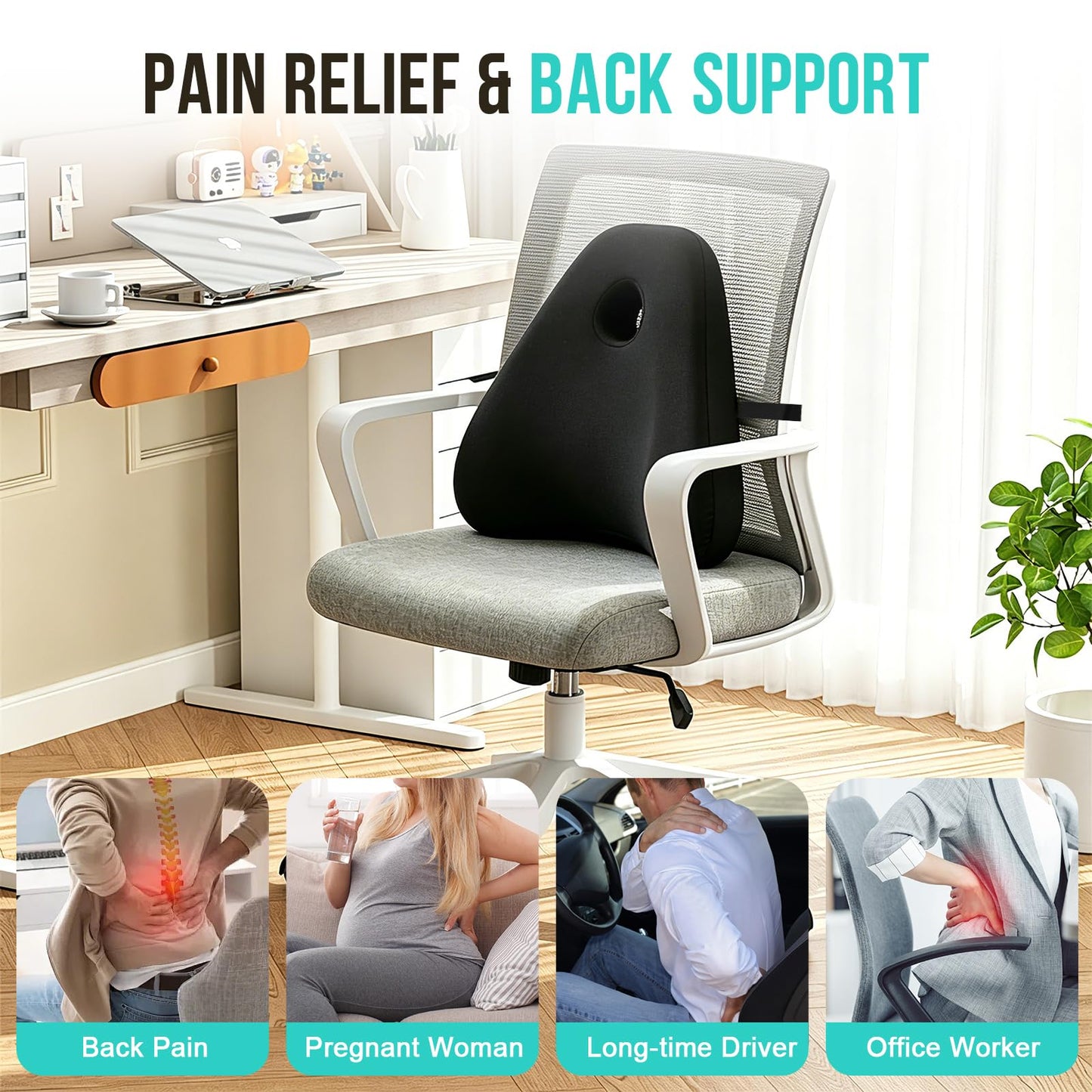 RaMokey Lumbar Support Cushion for Lower Back Pain Relief