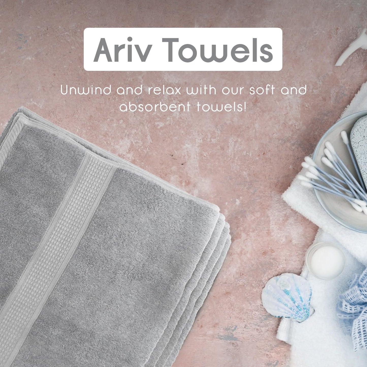 Ariv Premium Bamboo Cotton Bath Towels - Natural, Ultra Absorbent and Eco-Friendly 30" X 52" (Platinum)