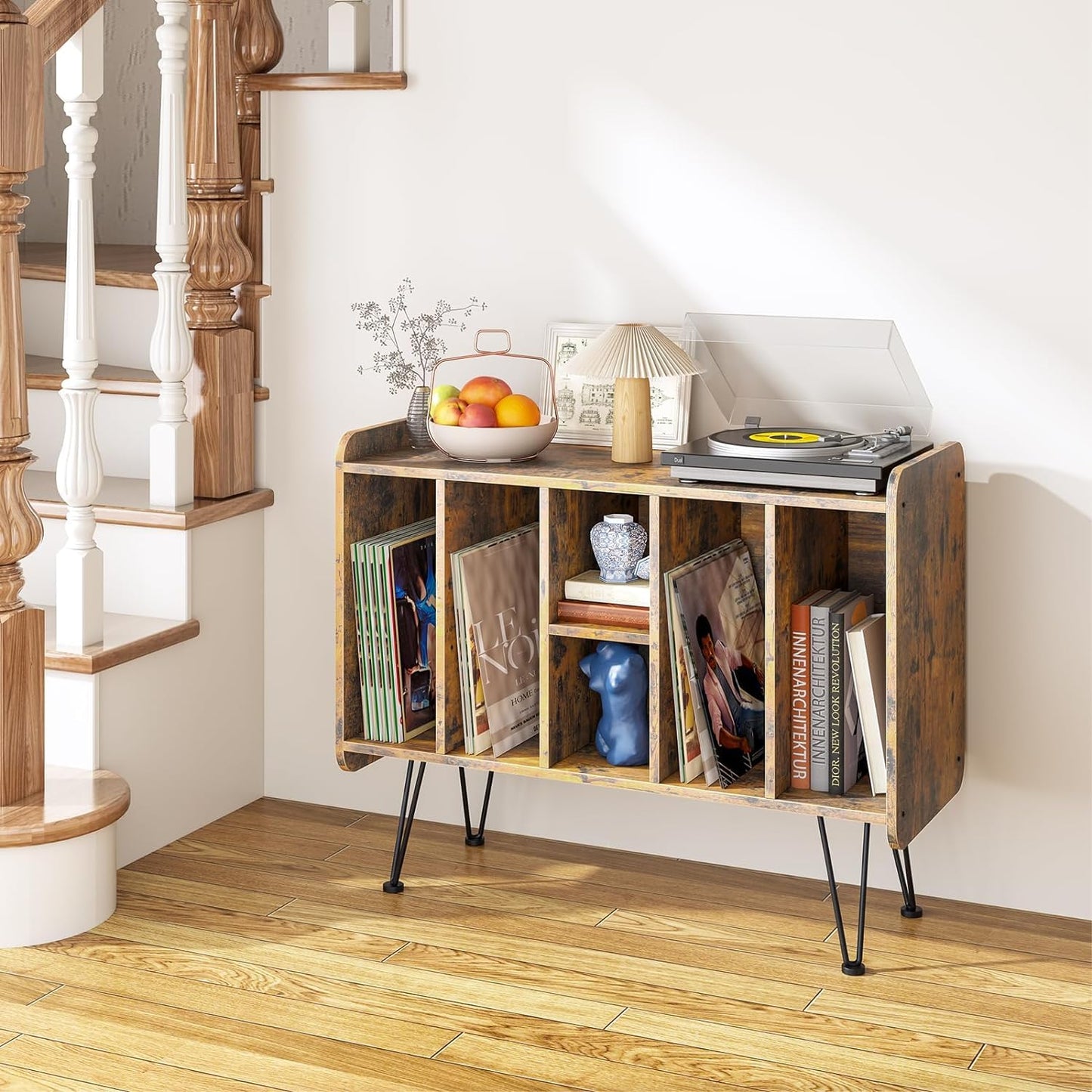 Huhote Record Player Stand, VinylRecord Storage 3 Tier End Table, Turntable Stand for Vinyl Player, RecordPlayer Table Up to 200 Albums