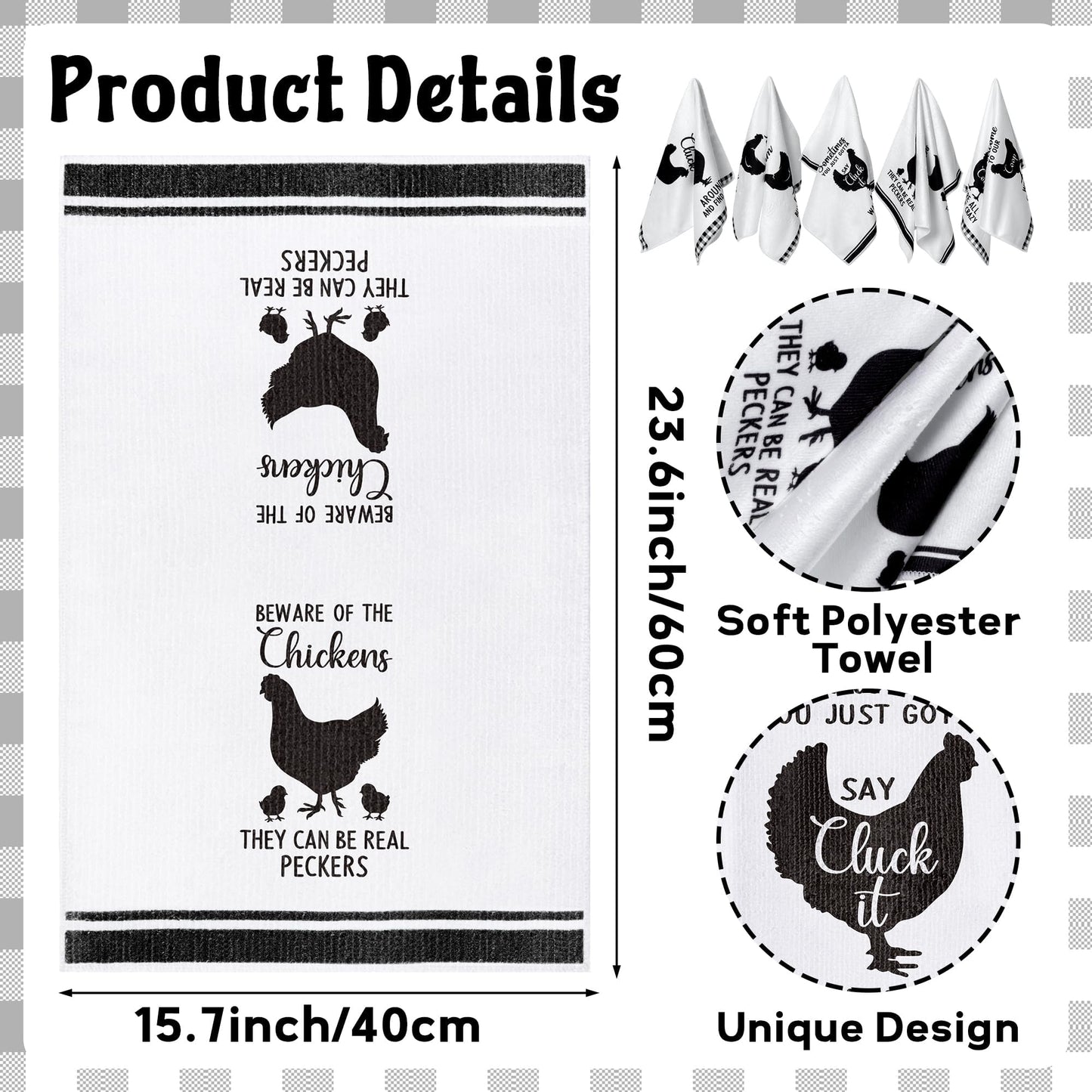 R HORSE 5Pcs Kitchen Dish Towels - Funny Dishcloths Gift, Absorbent