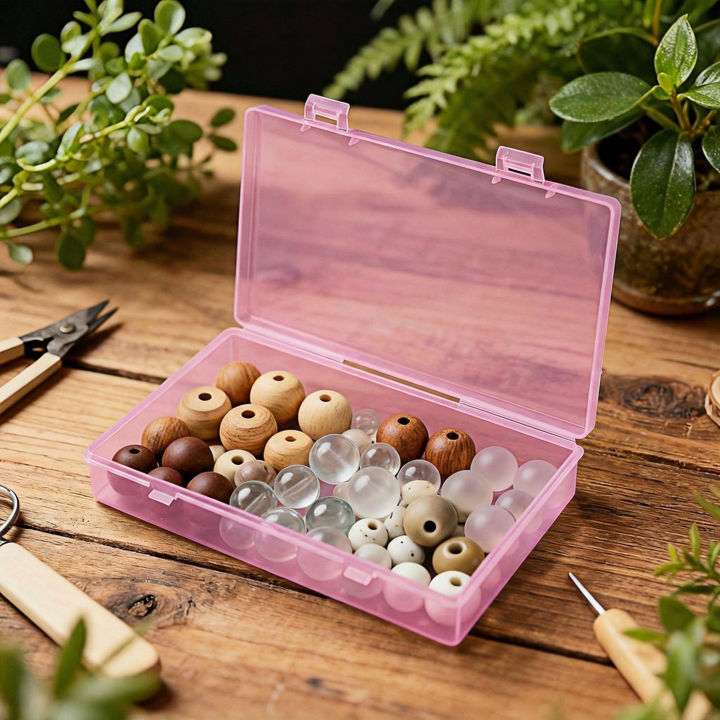 LJY Pink Craft organiser Boxes, 24 Pack, 4 Mixed Sizes