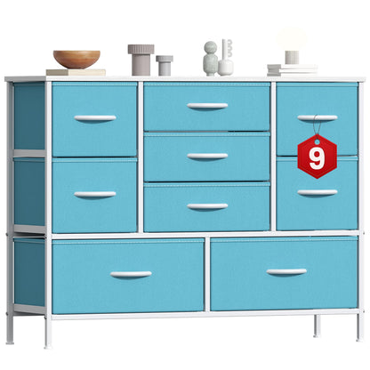 GoaHi Chest of Drawers, Large Dressers with Metal Frame and MDF Wooden Top Board, Adjustable Feet, Anti-Tip Safety