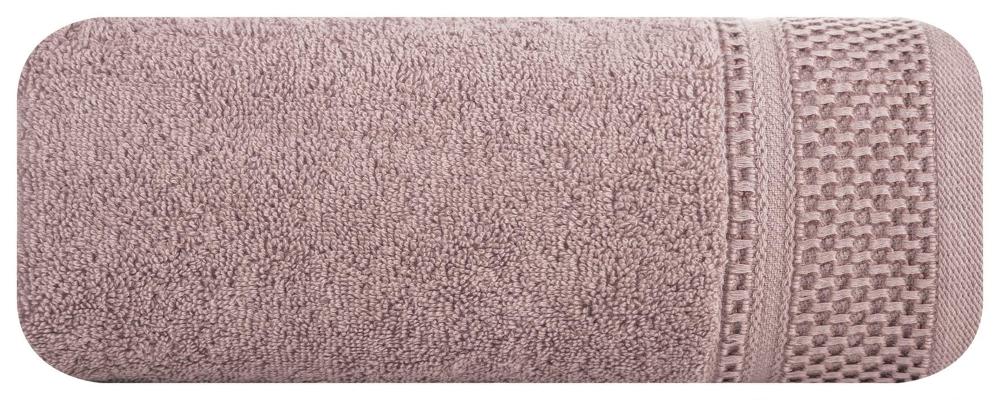 Eurofirany Carlo Bath Towel Set Hand Towel Sauna Towel Pattern - Absorbent, 100% Cotton 580g/m, Pack of 3 and 6, Light Pink, 50 x 90 cm, 6