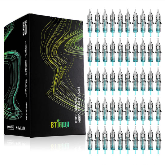 STIGMA 50Pcs Tattoo Cartridges Needles Disposable Mixed #10 Bugpin Round Liner 3RL 5RL 7RL #12 Standard 3RL 5RL EN02B-50KIT-I