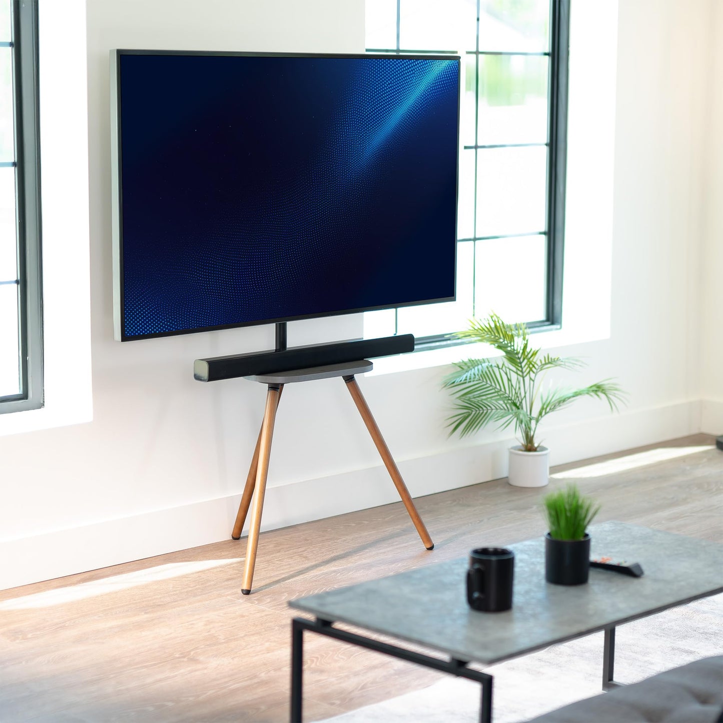 VIVO Artistic Easel 43 to 65 inch LED LCD Screen, Studio TV Display Stand, TV Mount with Swivel and Storage Shelf, Tripod Base, Black Bracket
