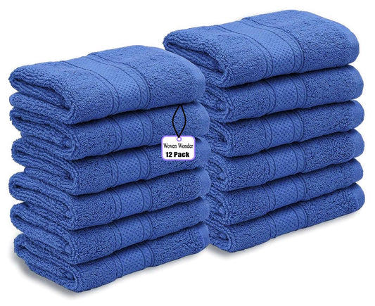 WovenWonder 12 X Cotton Face Cloth Towels 100% Egyptian Cotton -500GSM Super Soft Flannels Washcloths (30 x 30 cm) Fingertip Gym Towels Facial Cloths