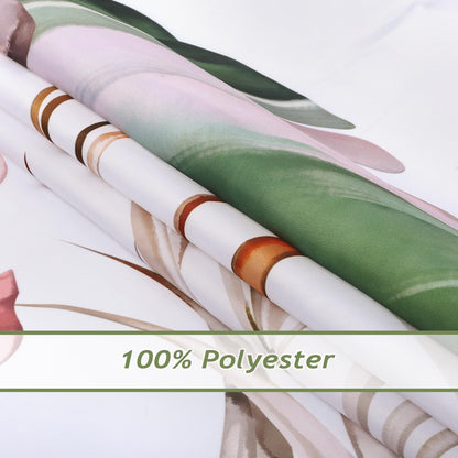 COZZSNUGE Tropical Leaves Shower Curtain, Sage Green Pink Palm Leaf Monstera Plant Nature Summer Bathroom Curtain 180 x 180 cm