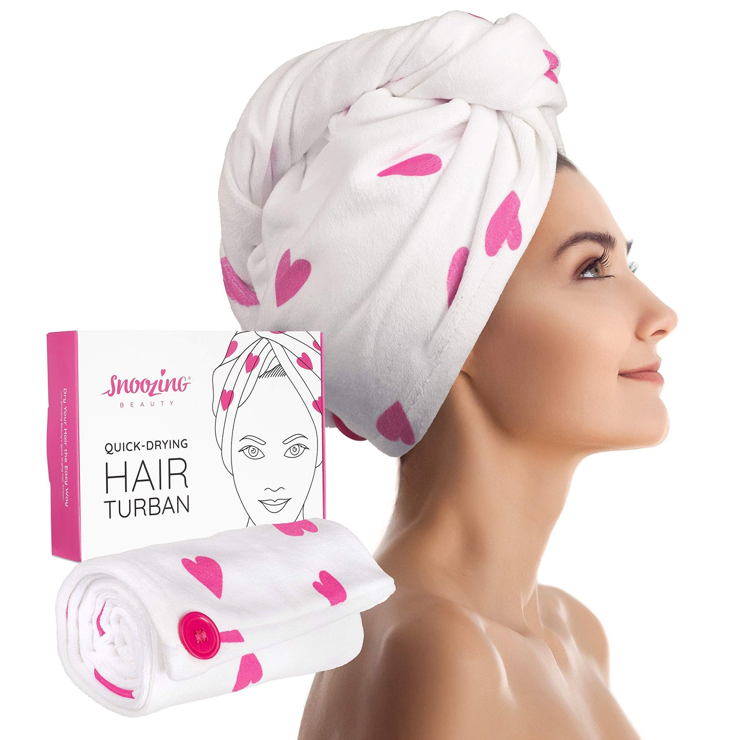 Snoozing Beauty - Quick Dry Hair Turban Towel | Luxury Super Absorbent Rapid Drying Hair Towel Wrap