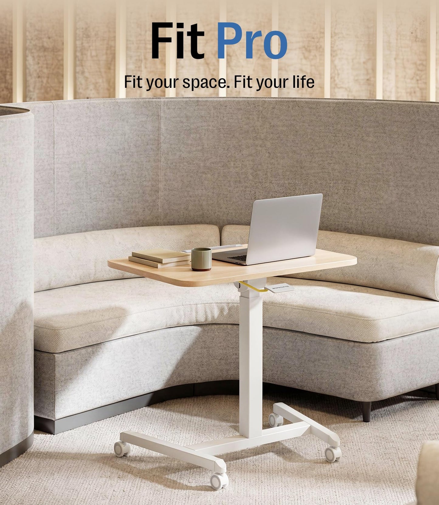 MAIDeSITe Fit Pro Over Bed Table with Wheels, Height Adjustable Desk