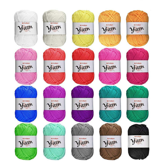 BCMRUN Skeins Bonbons Yarn Assorted Colors 100% Acrylic for Crochet & Knitting Multi Pack Variety Colored Assortmen (20color)