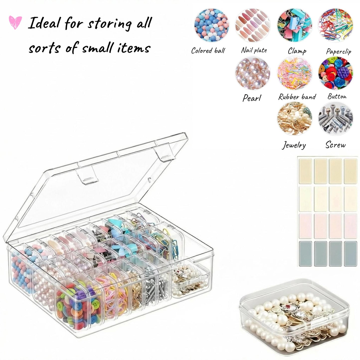 Chesomn 31 Pcs Bead Organiser Storage Box, Small Plastic Organiser Box
