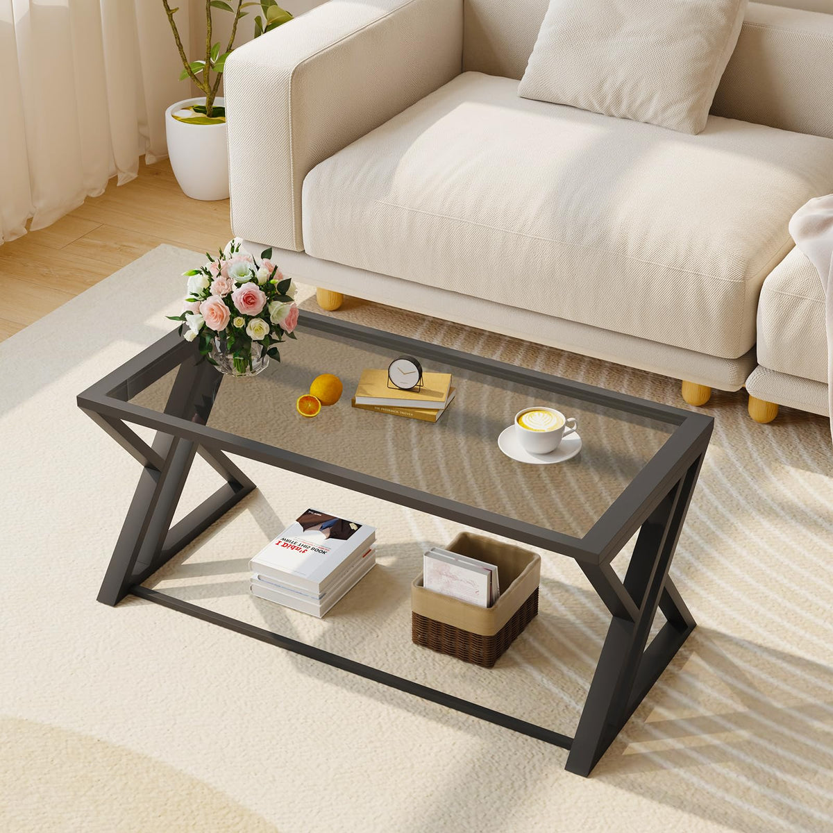 Coffee Table, Living Room Table, Center Tea Table, Glass Coffee Table