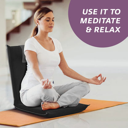 bonVIVO EASY II Comfortable Folding Chair, Portable Fold-Up Chair with Back Support, Floor Sofa & Lounge Chair for Relaxing, Ideal Meditation Chair &