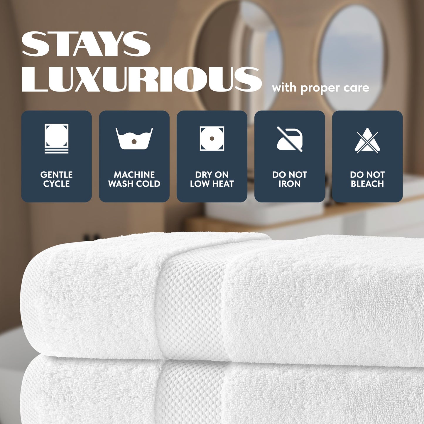 White Classic Luxury Bath Towels Large Pack of 4, Hotel Quality Bathroom Towel Set 137 x 68 cm, White Shower Cotton Towels 4 Pack