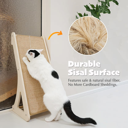 PETKARAY Cat Scratcher, Sisal Cat Scratching Ramp, L Shape Cat Scratch Pad for Indoor Cats, 27" Wall Furniture Protector with Mouse Toy