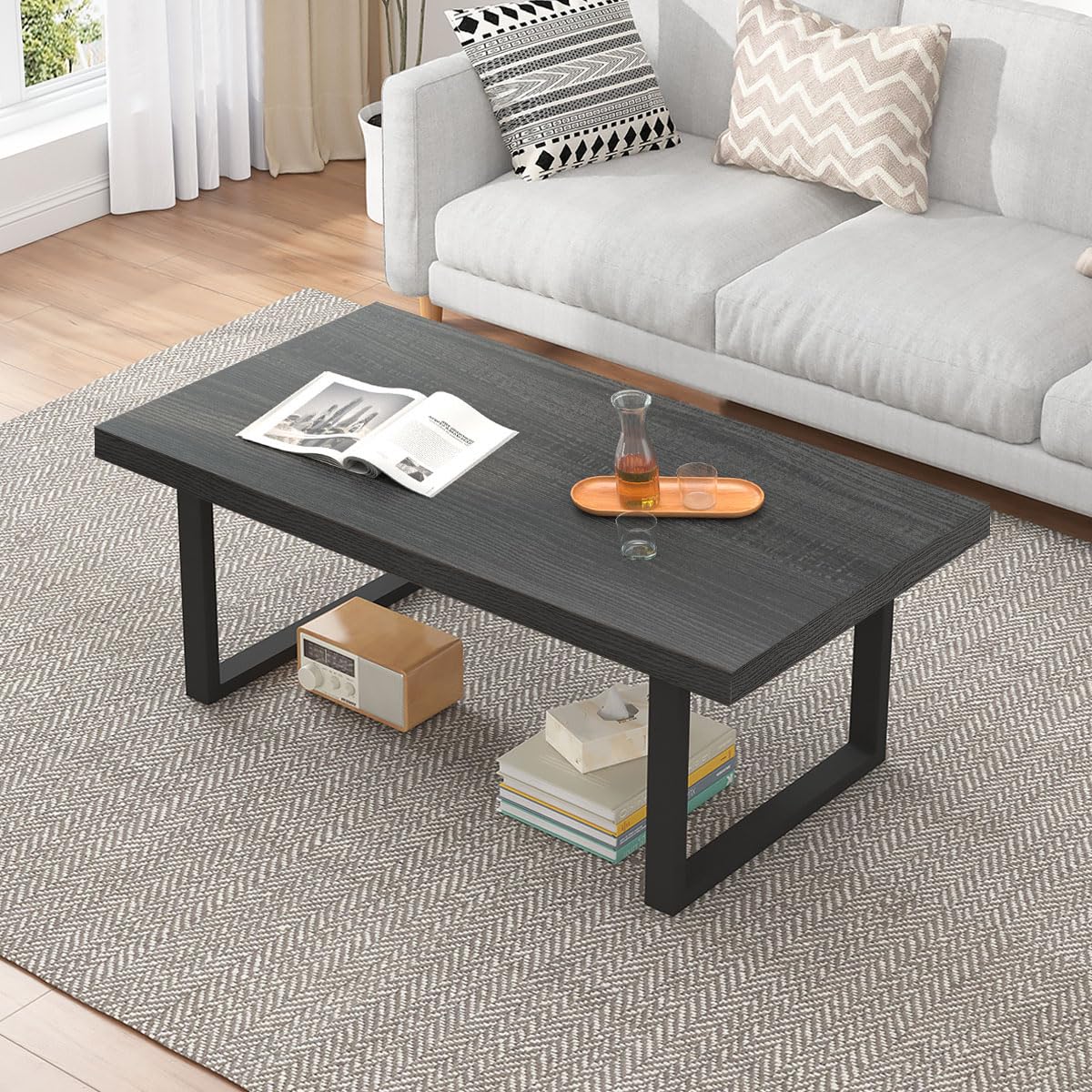 IBF Coffee Table Living Room Wooden Center Coffee Tables 120cm Dark Oak