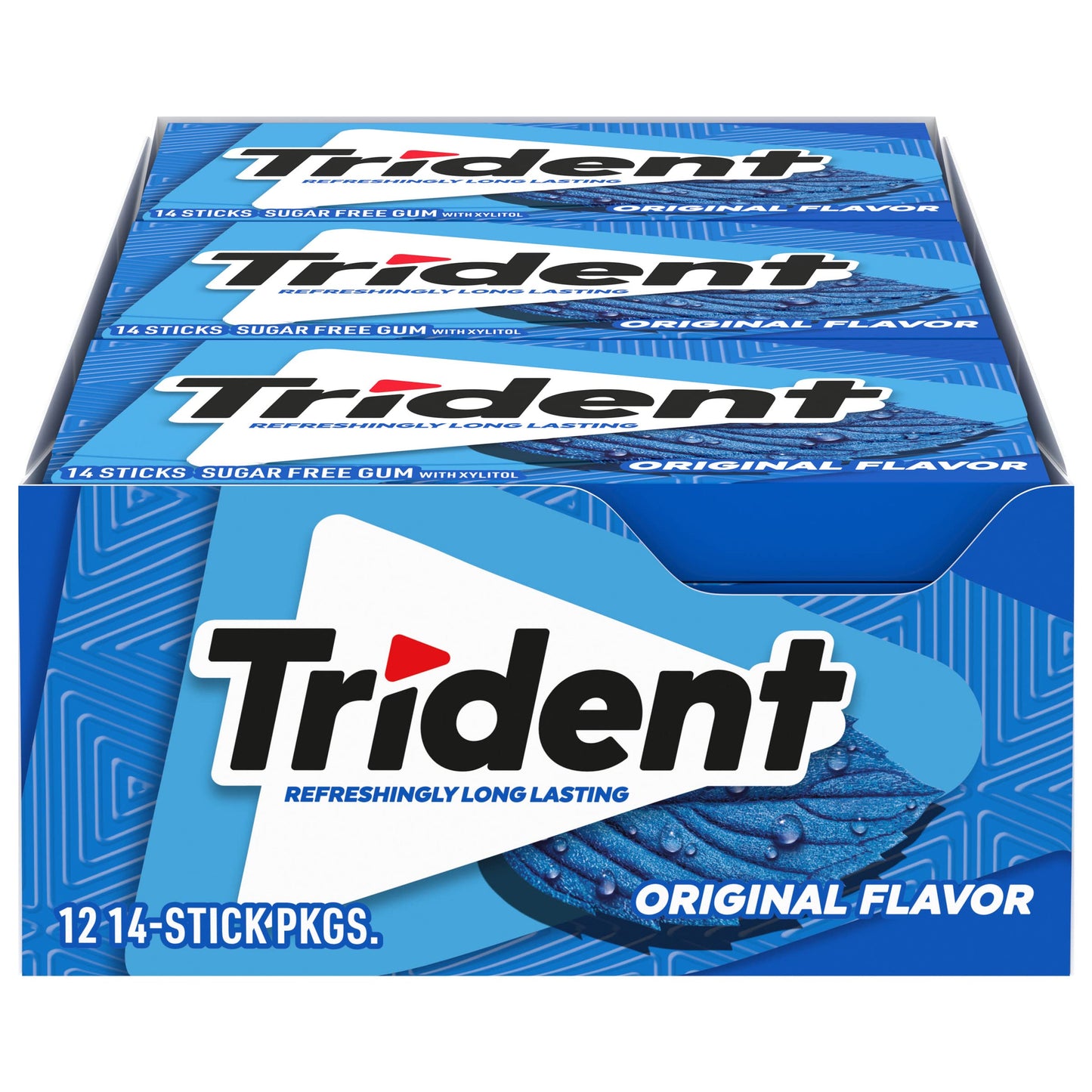 Trident Original Flavor Sugar Free Gum - with Xylitol - 12 Packs (168 Pieces Total)