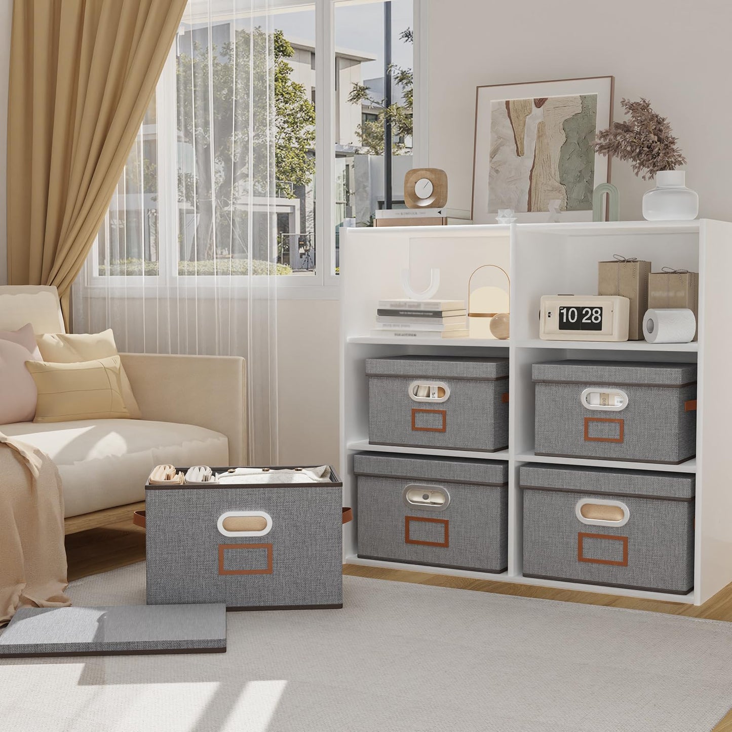 OUTBROS Storage boxes, Decorative Sturdy Boxes, 32x23x20cm, Grey, 3 Set