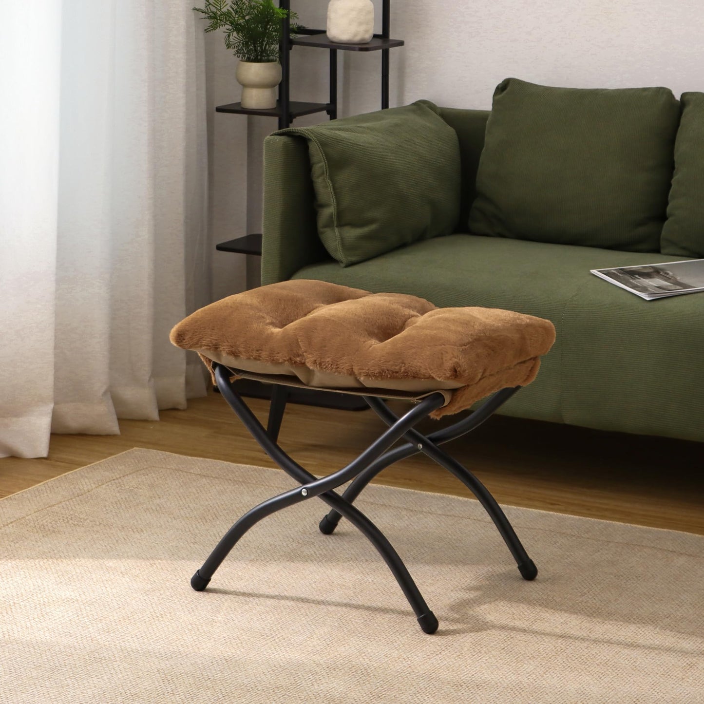 Mordchil EU 15"(H) Folding Ottoman, Foldable Footrest Stool, Portable Small Foot Stool for Couch, Collapsible Foot Rest Ottoman for Sofa