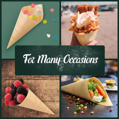 BambooMN Brand  7.1" Tall x 2.75" Diameter Disposable Wood Cones  300 Pieces
