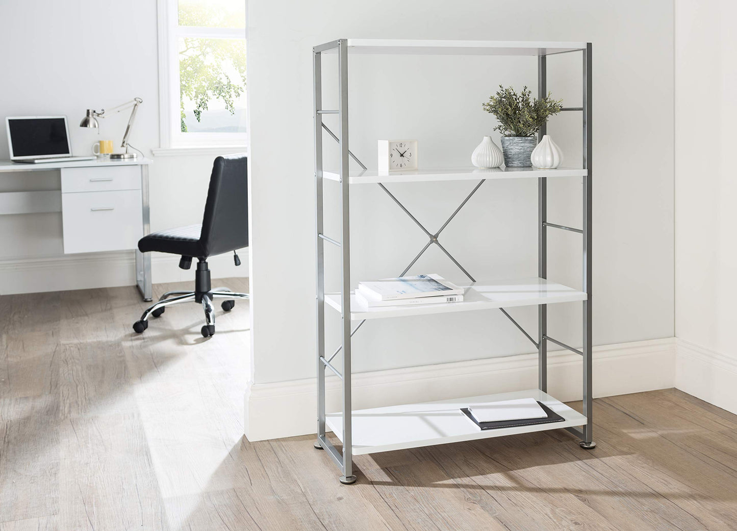 Alphason,ABC65043-WH,Cabrini White Modern Bookcase,White,1000x760x300mm