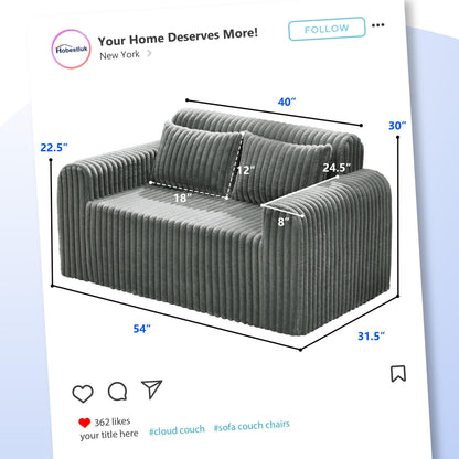 Hobestluk Single Foam Sofa with Pillows Comfy Furry Couch for Small Spaces