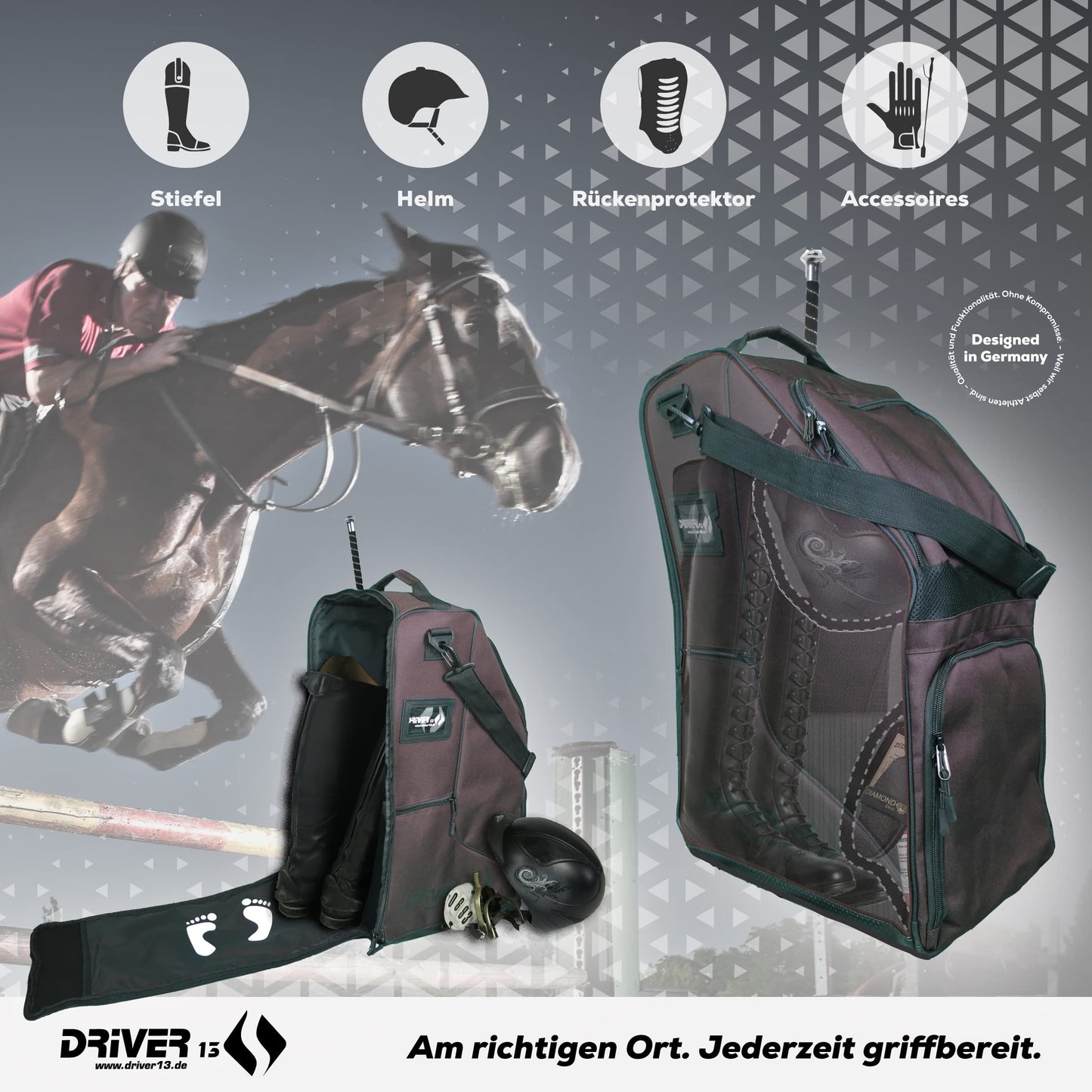 Driver13 ? Deluxe Boot Bag for Riding Boots Brown