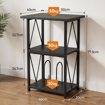 Upgraded Expanded Surface Record Player Stand, 3 Tier End Table with Vinyl Record Storage, 50x40cm Record Player Table