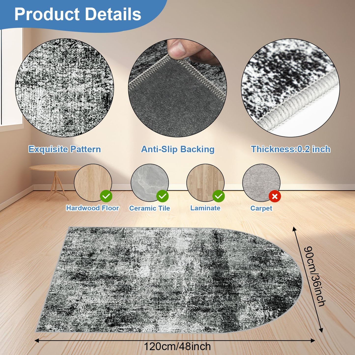 Capslpad Office Chair Mats for Hardwood Floor 90x120cm Non Slip Modern Abstract Home Multi Purpose Chair Mat Low Pile Floor Protectors Computer Chair